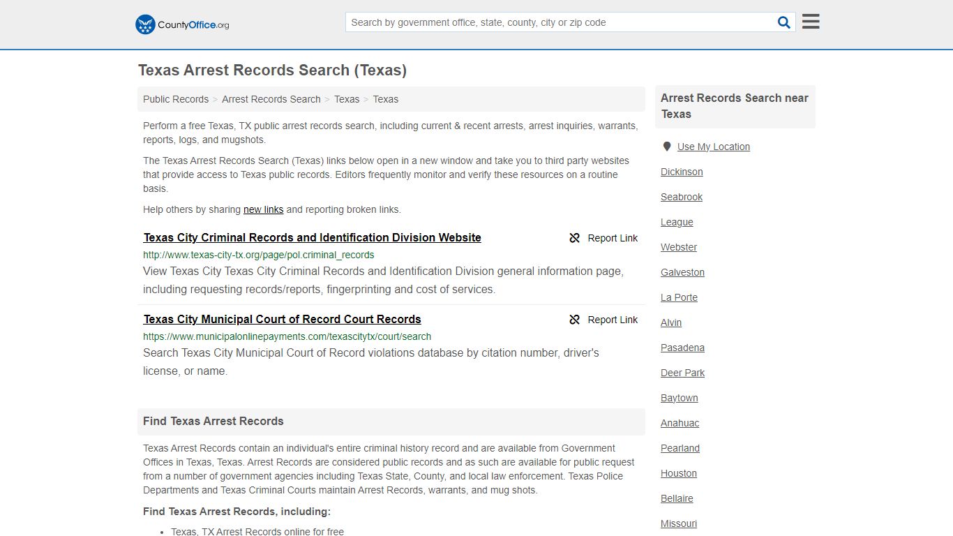 Arrest Records Search - Texas, TX (Arrests & Mugshots) - County Office